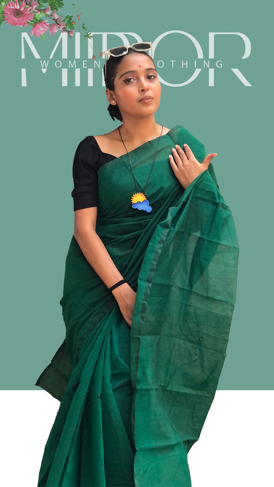 Green Cotton saree